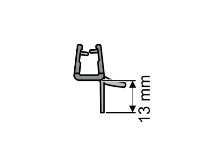 8мм Нижний уплотнитель двери Хюппе, Изогнутый