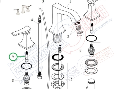 Удлиннитель-переходник кран-буксы ручки смесителя Хансгрое 