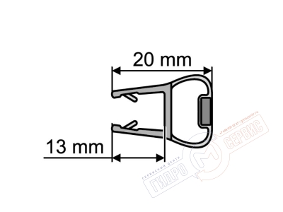 8мм L=2m Магнитный уплотнитель 036 двери душевой кабины Hueppe