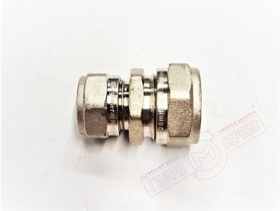 Редукционная муфта 16*20мм (никель) двухстороннее соединение металлопластиковых труб PROFIT GH