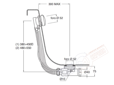 Слив-перелив SILFRA L=70см MOD H1 хром, ванны с гидромассажем для ремонта ванн джакузи