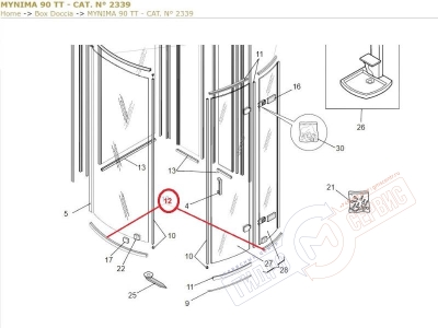 MYNIMA 90 DX Комплект силиконовых уплотнителей стекла душевой кабины Jacuzzi