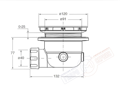 Сифон D=90\120mm Хром душевой кабины Идеал Стандард
