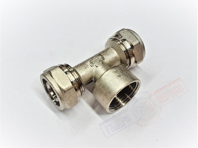 Тройник ВР 26x1"x26 (ник.) цанговый металлопласт PROFIT GH