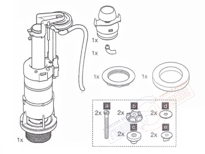 Пневматический клапан Хром слива бачка унитаза, OLI