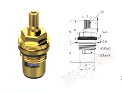 Кран-букса 1/2" 180гр, керамическая, закрытие вправо, IZYapi