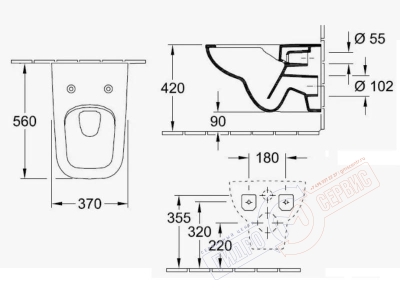 Villeroy&Boch Joyce 5607R001 Чаша подвесного унитаза 