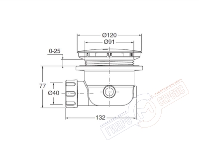 Сифон D=90\120mm Хром душевой кабины Джакуззи с турецкой баней