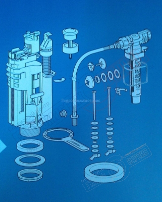 Механизм слива Impuls590 (TwicoII) унитаза, в сборе с Impuls380, универсальный