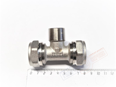 Тройник НР 26x3\4x26*3,0мм обжимной для металлопластиковой трубы 26*3,0мм PROFIT MPS GH GH109N260526