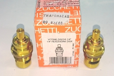 Ремкомплект ХВ+ГВ Кран-букс 1/2 90гр керамическая для смесителя, 18 шлицов 2016A Zucchetti