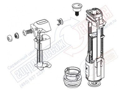 Laufen, арматура бачка унитаза 8934320000001, комплект Laufen, арматура бачка унитаза 8934320000001, комплект