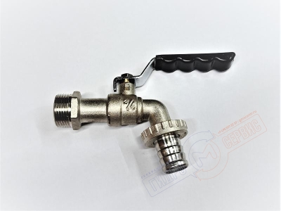 Кран 3\4" шаровый с изливом - штуцером 18мм для полива, GH