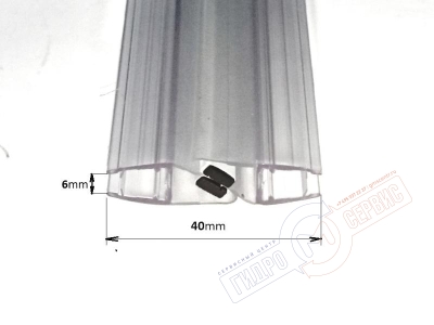 Магнитный уплотнитель 6мм двери Идеал Стандард душевой кабины EASY R-ROUND-S/DELUXE R , комплект 2шт
