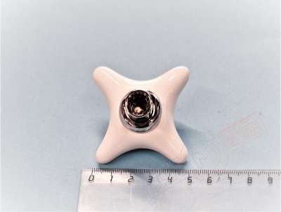 D&D Ручка крестовая керамическая ХВС смесителя WHITE ROSE