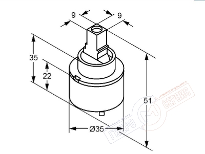 Катридж 605 монокомандный 35мм смесителя KLUDI