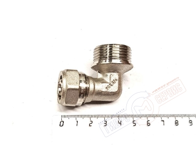 Обжимной уголок 16х3\4 НР (ник.) для металопластиковой трубы PROFIT GH