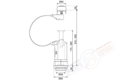 Механизм двойного слива бачка унитаза с кнопкой Хром 16-60мм и тросовым приводом, OLI Atlas Cable Механизм двойного слива бачка унитаза с кнопкой Хром 16-60мм и тросовым приводом, OLI Atlas Cable