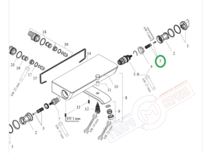 Адаптер-фиксатор 843 ручки термокартриджа смесителя Хансгрое