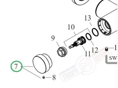Finoris Ручка механизма переключения душ-кран смесителя Хансгрое