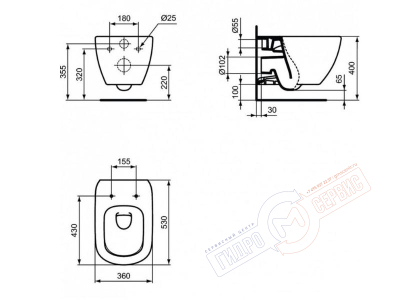 T0079V3 Ideal Standard Tesi AQUABLADE Черный матовый - Чаша подвесного унитаза (уценка)