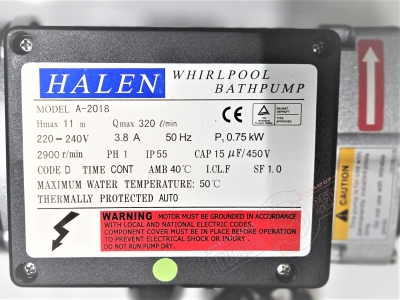 Электро помпа HELEN 230В гидромассажа для ванны Appollo SU-1515-A с блокировкой сухого хода