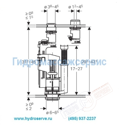 Механизм слива унитаза GUSTAVSBERG Nordic / Artic / Logic GB19299T2956 Механизм слива унитаза GUSTAVSBERG Nordic / Artic / Logic GB19299T2956
