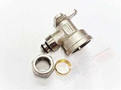 Установочный обжимной уголок металлопласт 16 x 3/4 ВР (ник.) PROFIT GH