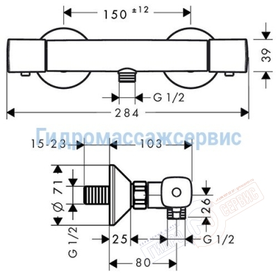 Смеситель для душа Hansgrohe Ecostat 13122000