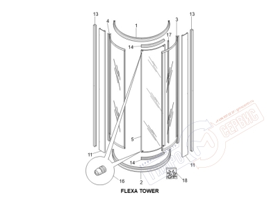 FLEXA TOWER Верхняя дуга душевой кабины JACUZZI 400003110 FLEXA TOWER Верхняя дуга душевой кабины JACUZZI 400003110