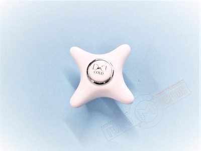 D&D Ручка крестовая керамическая ХВС смесителя WHITE ROSE