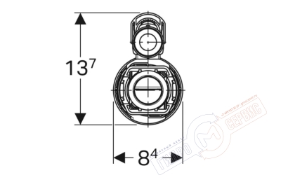 Клапан двойного слива Geberit 290 унитаза, в сборе с кнопкой хром