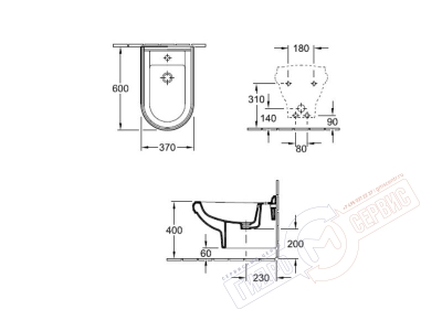 Биде подвесное Villeroy&Boch Hommage 7441B0R1 Биде подвесное Villeroy&Boch Hommage 7441B0R1