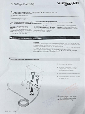 Viessmann 7450630 датчик температуры отводящих газов котла Viessmann 7450630 датчик температуры отводящих газов котла