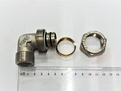 Обжимной уголок 26х3\4 НР (ник.) для металлопластиковой трубы PROFIT GH