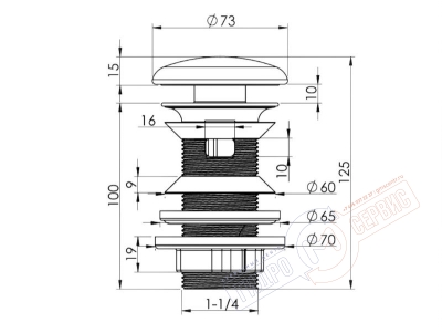 Донный клапан Клик-клак белый матовый керамика IZ YAPI для слива раковины