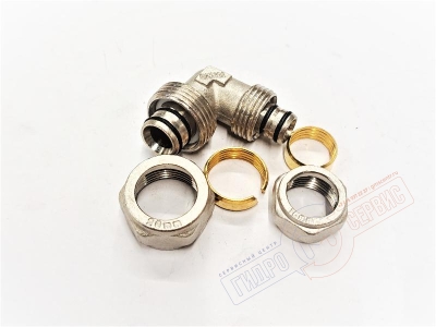 Уголок 16*20мм (ник.) обжимной редукционный  для металлопластиковой трубы PROFIT GH