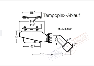Tempoplex-Ablauf Сифон D=90mm H=60mm поддона душевой кабины VIEGA V1 Tempoplex-Ablauf Сифон D=90mm H=60mm поддона душевой кабины VIEGA V1